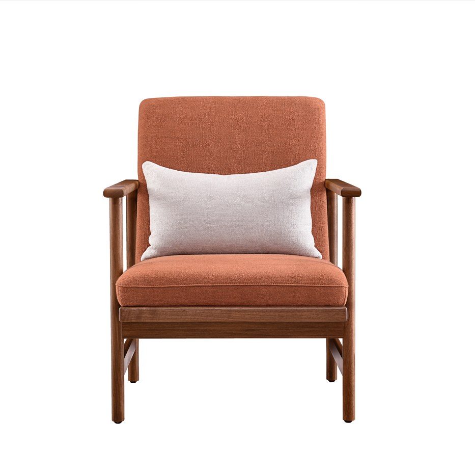 Modern Oriental SS6610 Chair | Solid Wood Frame Fabric Accent Armchair for Singapore Serviced Apartment & Café Lounge Fit‑out product image