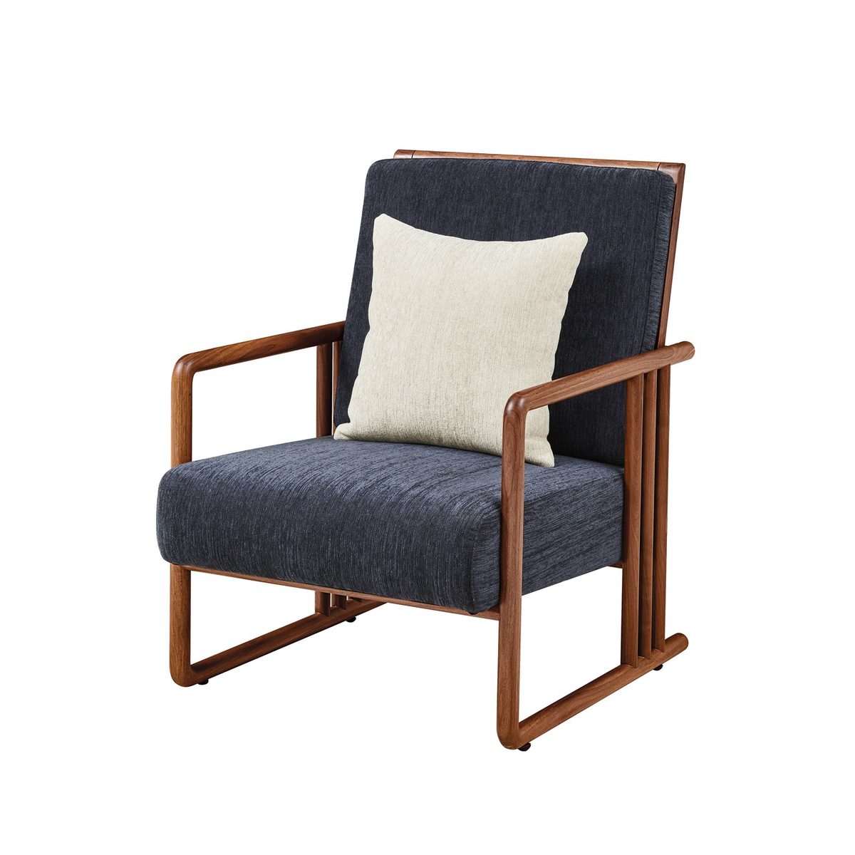 Modern Oriental SS6611 Chair | Sled‑Base Solid Timber Dark Fabric Lounge Armchair for Singapore Hotel Lobby & Clubhouse Fit‑out product image