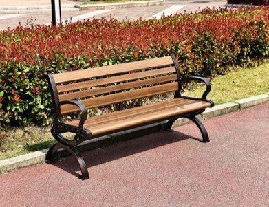 Durable Aluminum Bench with Octagonal Detail (Wood Grain Finish) product image