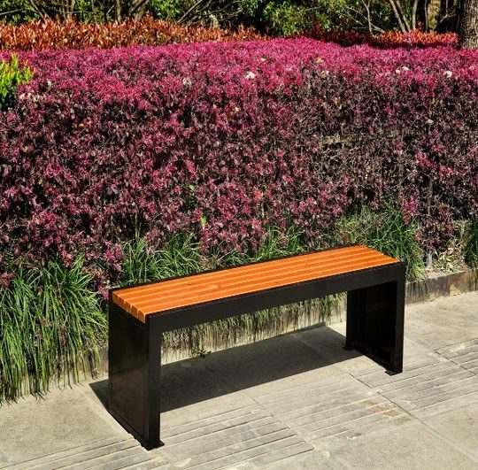 Outdoor Solid Wood Park Bench (Modern Rectangular Frame) product image