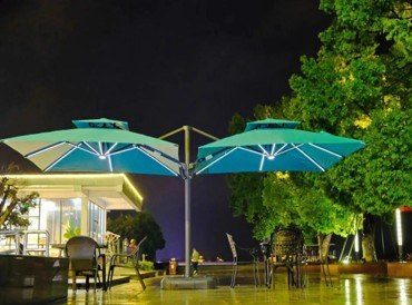 Outdoor Gemini Double-Top Solar Roman Umbrella product image