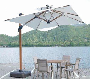 Outdoor Qatar Wood-Grain Hydraulic Umbrella product image