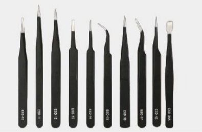 Black-Coated Stainless Steel ESD Tweezers