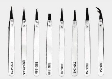 Stainless Steel ESD Tweezers with Replaceable Tips